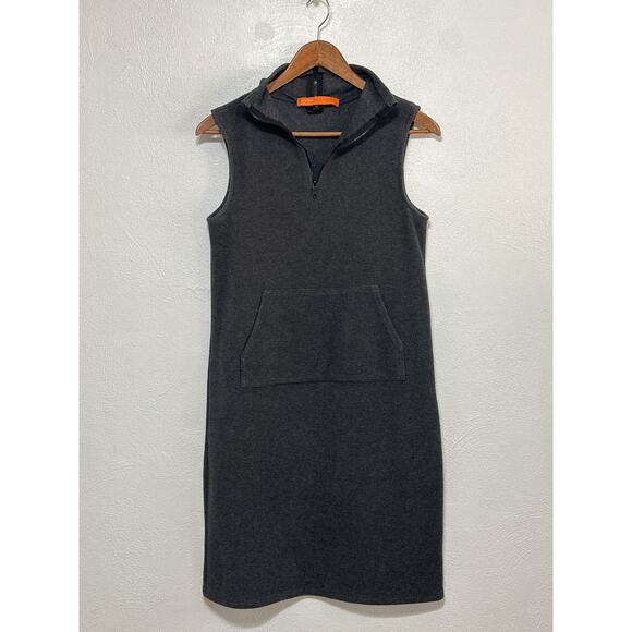 Cynthia Steffe Fleece Dress M Grey 1/4 Zip Kangaroo Pocket Sporty Athletic - Picture 1 of 12
